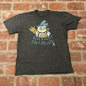 Tee Luv Speckled Onyx Snow Cotton Polyester XL T-Shirt Give A Hoot Don't Pollute